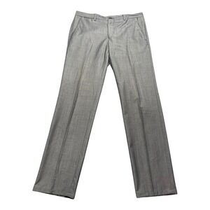 Versace Collection Mens Grey Wool Blend Dress Sharkskin Pants 48 EU-US W34xL33